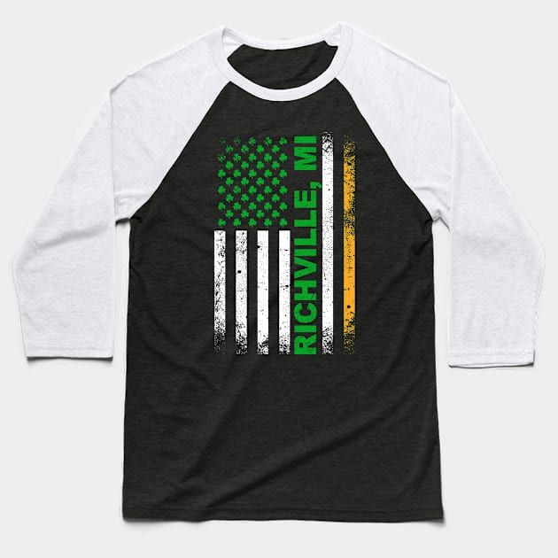 Irish American Flag RICHVILLE, MI Baseball T-Shirt by Curry G